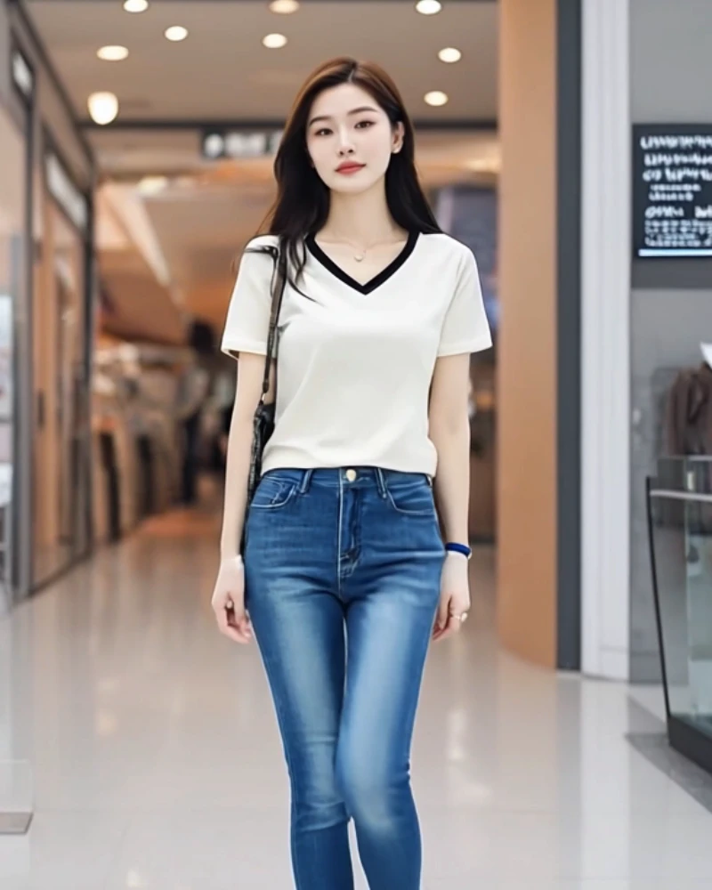 GP269  菲诗菲曼高端定制  拼色V领棉短袖T恤ZJF90048T