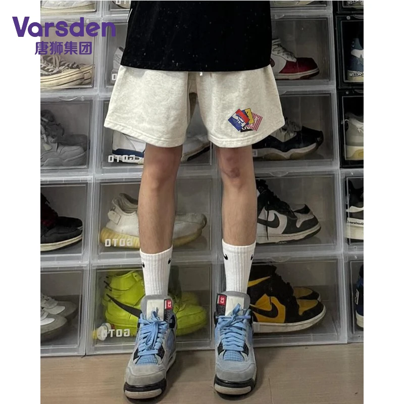 唐狮集团Varsden夏季新款潮流百搭短裤男宽松直筒趣味印花休闲裤