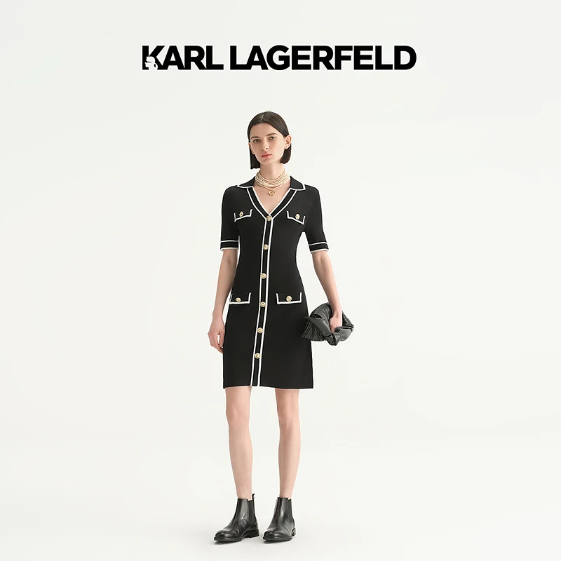 【若谷专属】KARLLAGERFELD夏季新款毛织开衫连衣裙E33L1363