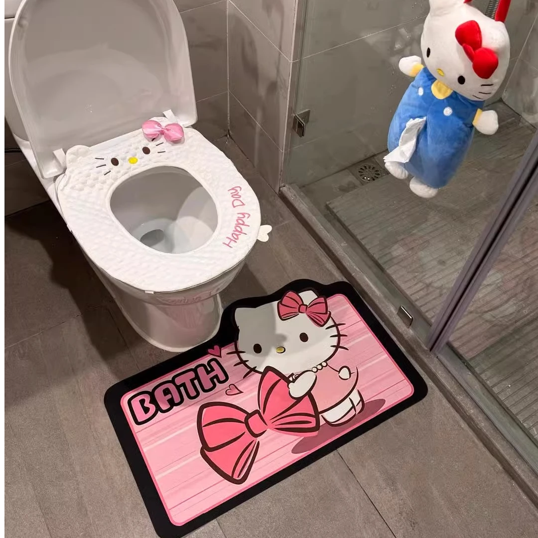 HelloKitty地垫可爱卡通浴室硅藻泥吸水垫卫生间进门脚垫家居