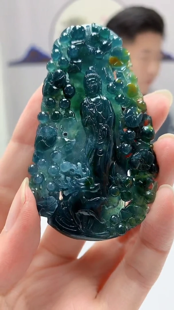 【闪购商品】定制翡翠未镶嵌4917zm-毛货挂件202观音