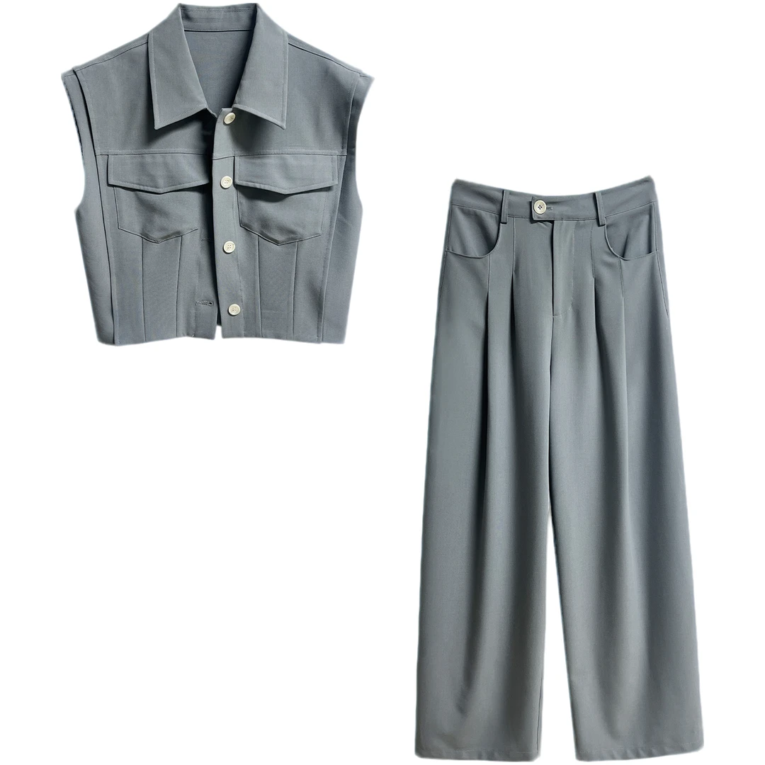 2024年新款设计感无袖时尚百搭宽松套装 MMQC