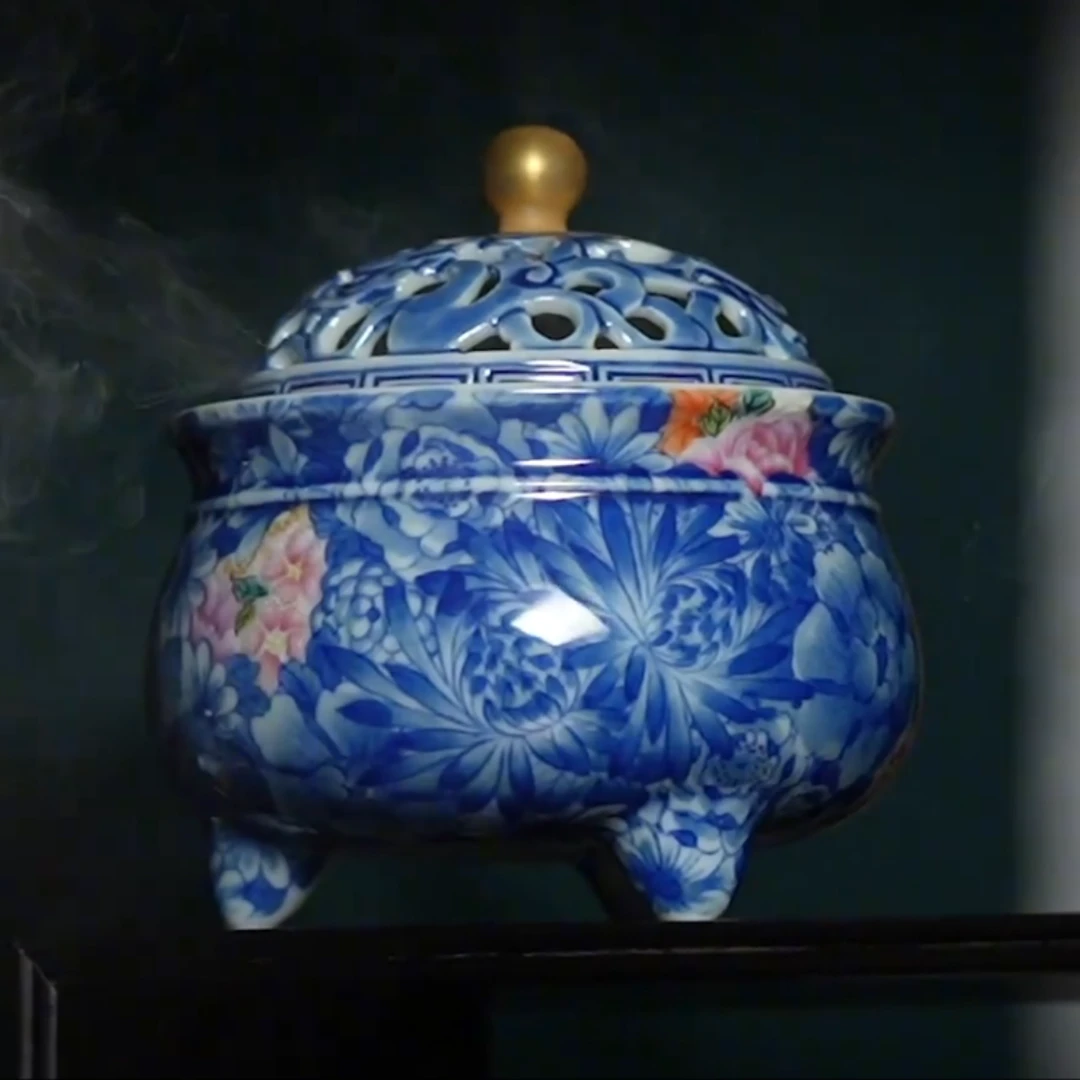 【晓剑窑】珐琅彩青花万花香炉