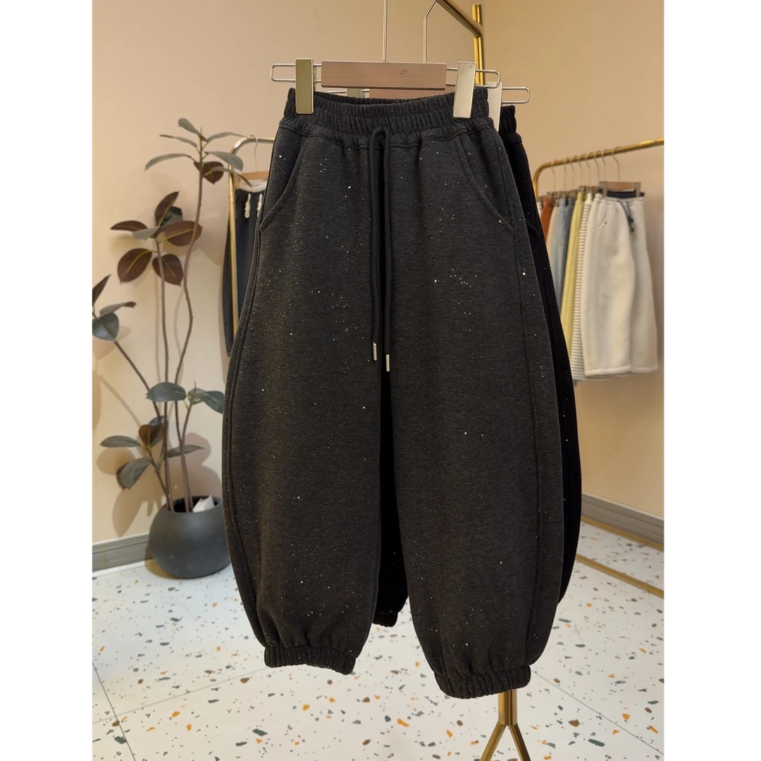 【仿羊绒·璀璨星空】加绒撒银运动裤宽松舒适-亲萌鱼-1330