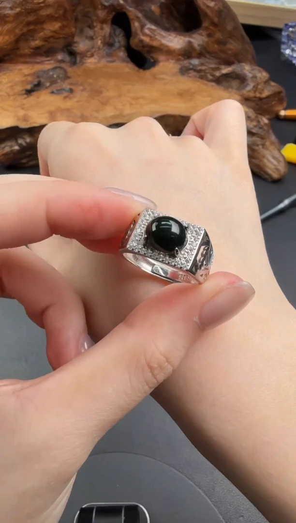 银S925镶嵌戒指翡翠翡翠饰品-41