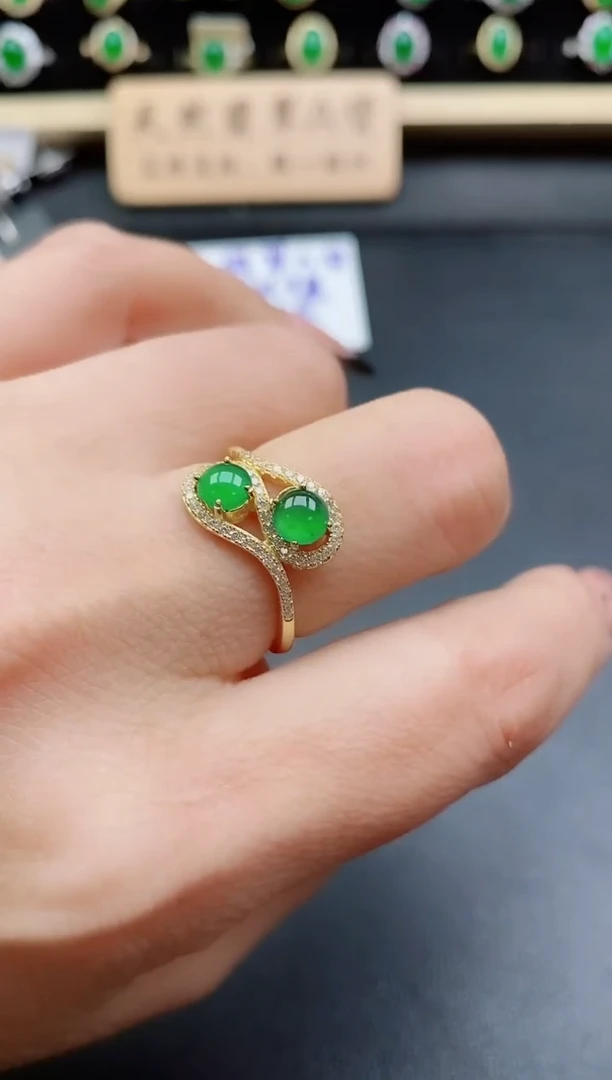 银S925镶嵌戒指翡翠1