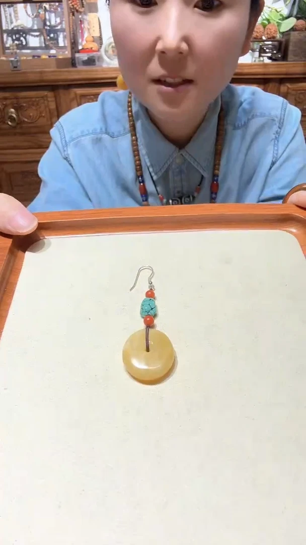 蜜蜡未镶嵌耳饰精品平安扣耳饰单只