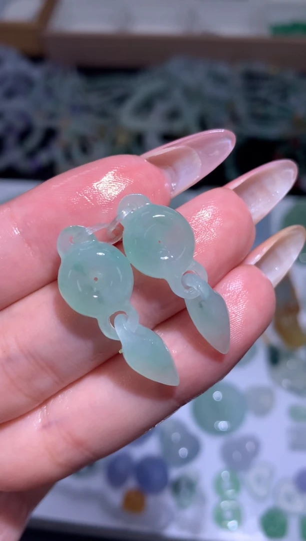 定制翡翠未镶嵌一对扣子环环