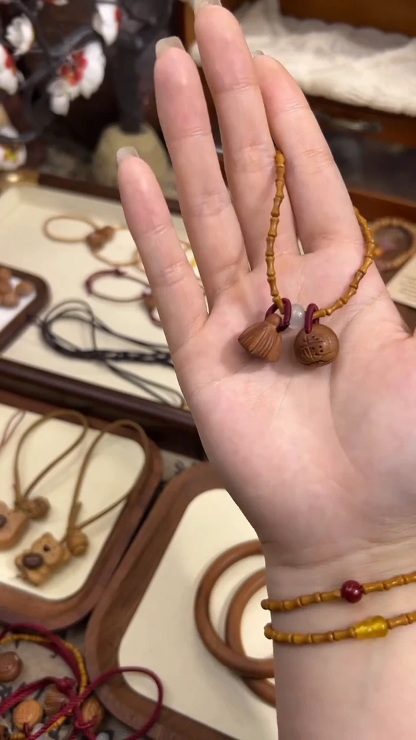手串桃核【桃缘行】竹节「福气莲莲」桃木桃核辟、挡、驱、护 备注手围