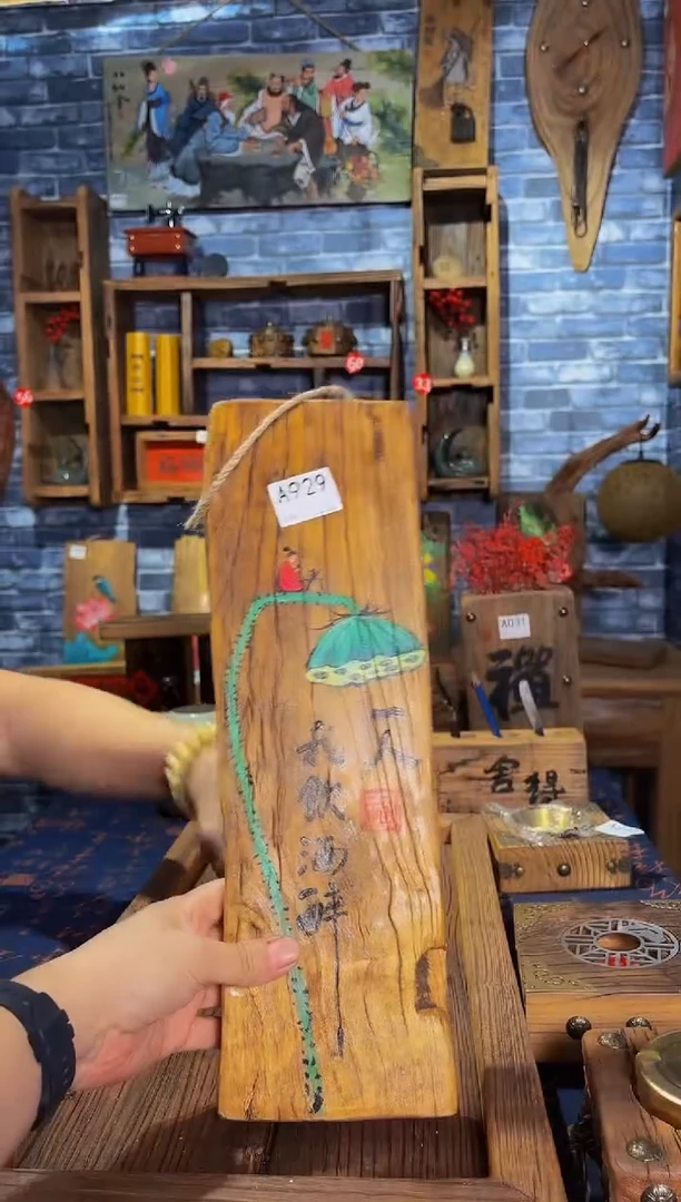 风化老门板丙烯画挂画