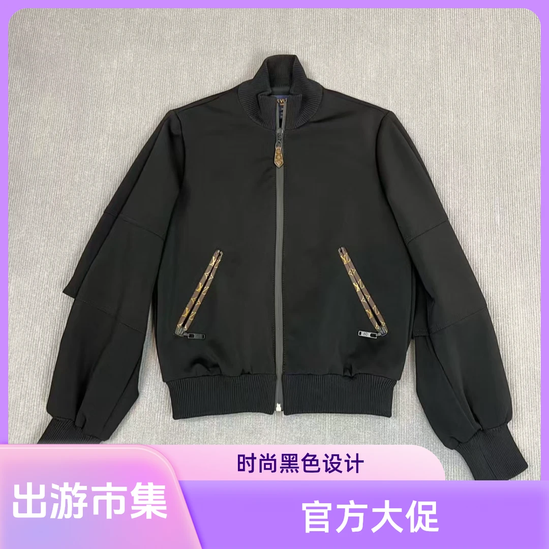 99新 LouisVuitton/路易威登 241007/34码/老花皮饰拉链夹克外套