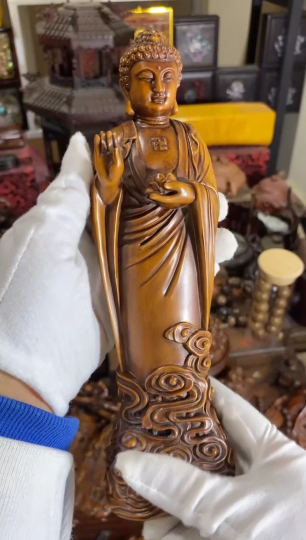 木小叶黄杨摆件如来带瑕疵