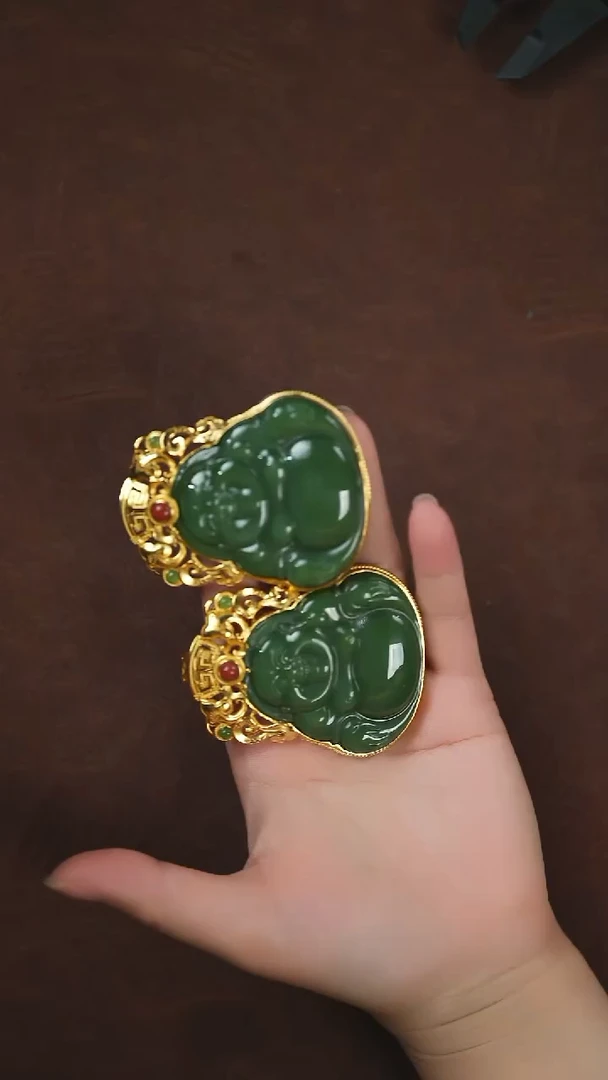 未镶嵌和田玉挂件闪购 佛公一对