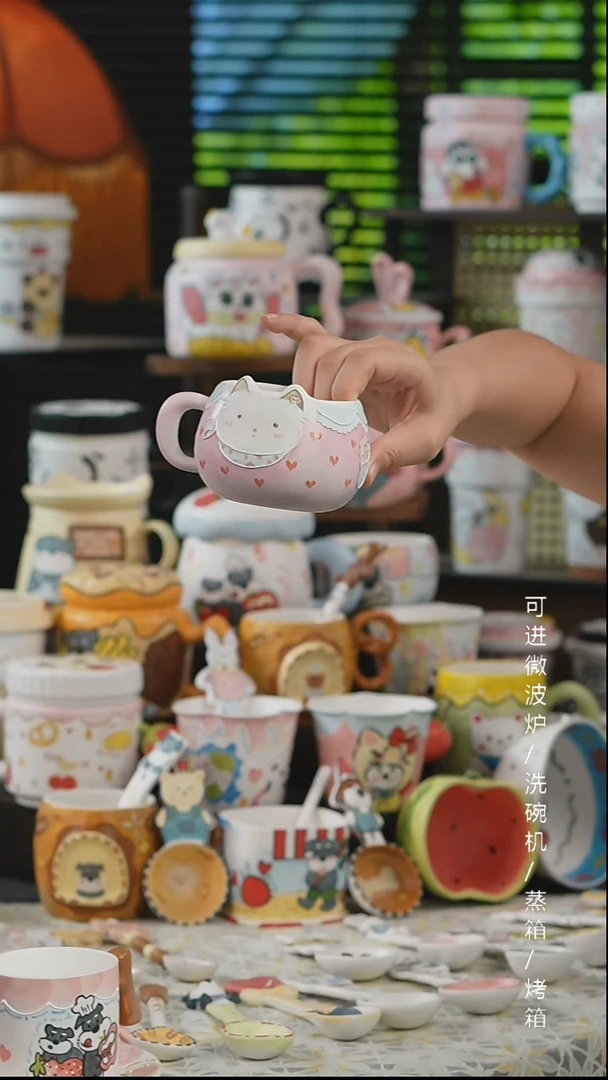 杯子景德镇高温釉下彩纯手绘创意瓷