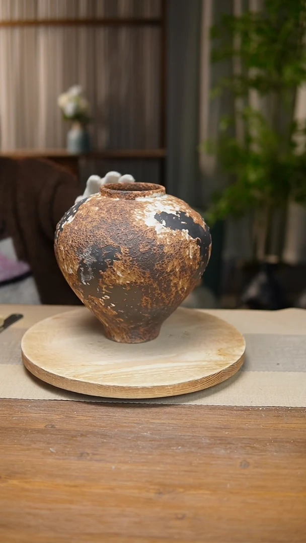 【闪购商品】陶瓷   花器诧寂棕月亮罐