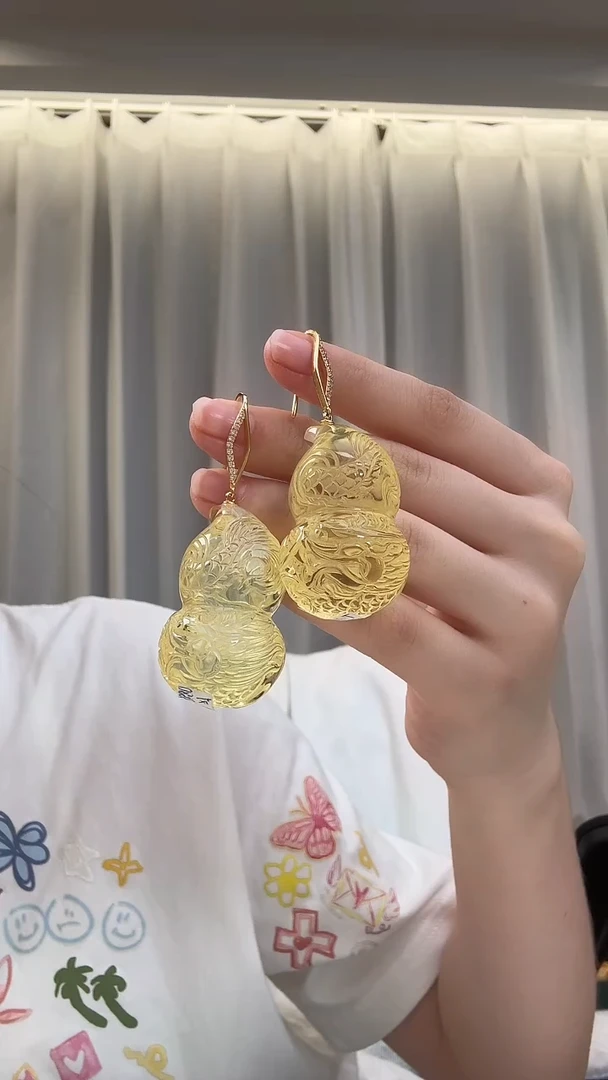 琥珀未镶嵌耳饰耳环