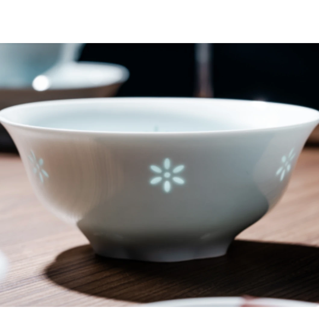 阿茶碧玉花语饭碗 6只装