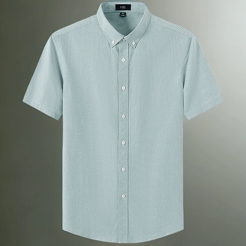 杉杉【100%纯棉】休闲短袖男衬衫夏季免烫抗皱舒适透气衬衣男外穿