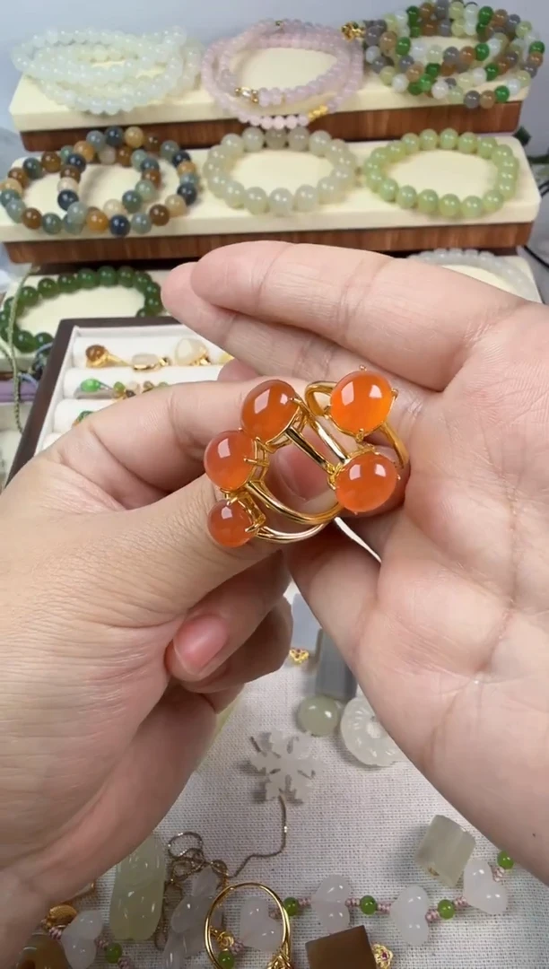 银S925镶嵌南红玛瑙戒指戒指多样性发其一