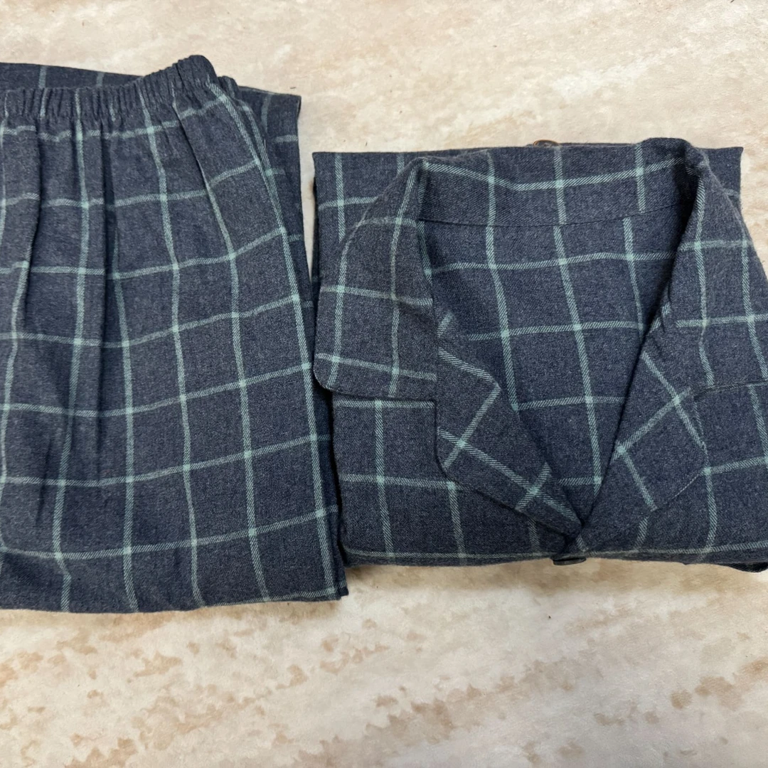男士春夏全棉长袖长裤格子色织睡衣套装纯棉家居服秋冬