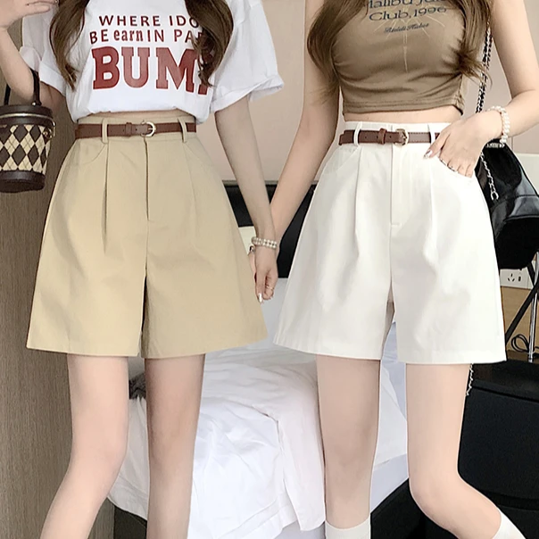 【送腰带】短裤女夏季新款外穿高腰a字版休闲工装阔腿宽松五分中裤