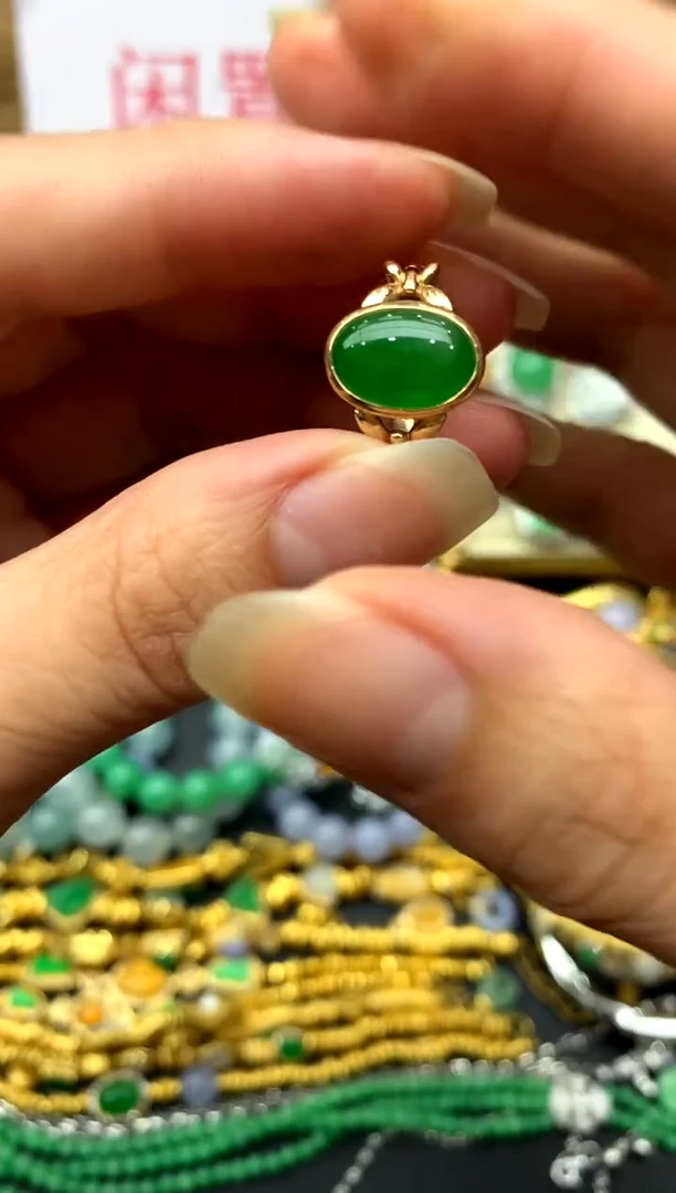 翡翠戒指18K金镶嵌384-中国好珍宝