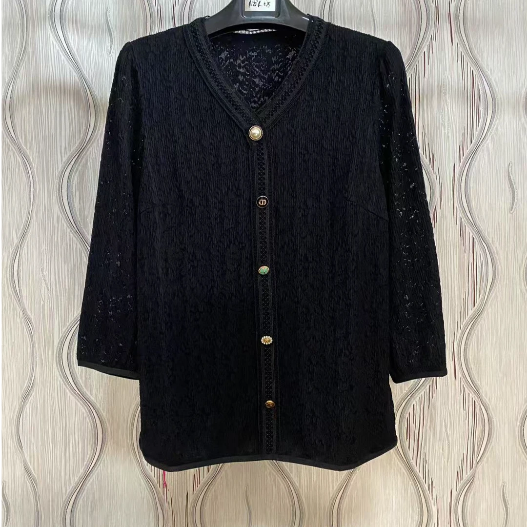 胖人坊大码女装褶皱蕾丝小衫3528  衣长73 120