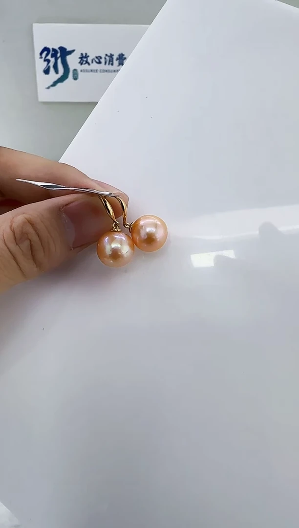 银S925镶嵌淡水珍珠DA珍珠耳钩12-13 y373