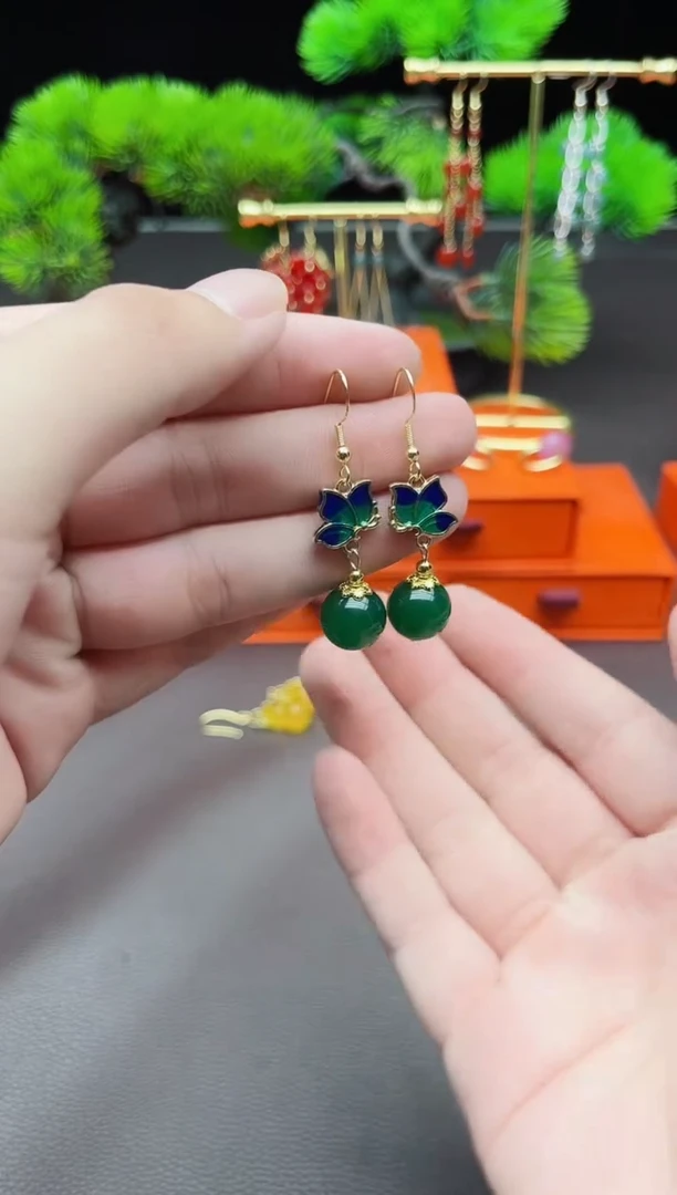 玛瑙/玉髓耳饰银S925镶嵌337