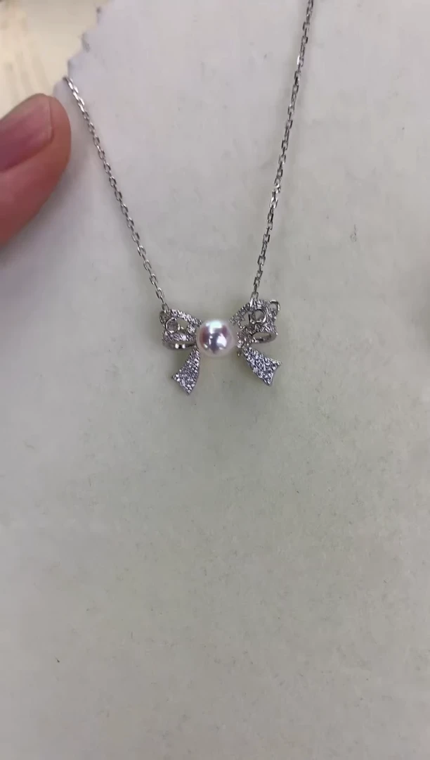 银S925镶嵌DA海水珍珠 GD159 蝴蝶结套链