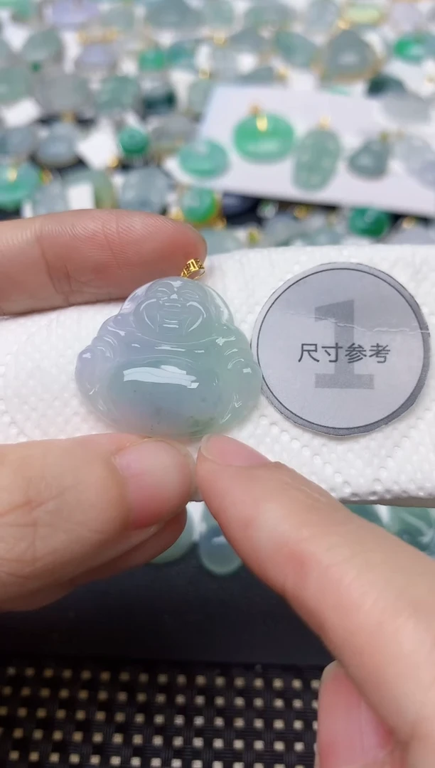 颈饰18K金镶嵌翡翠天然缅甸A货翡翠