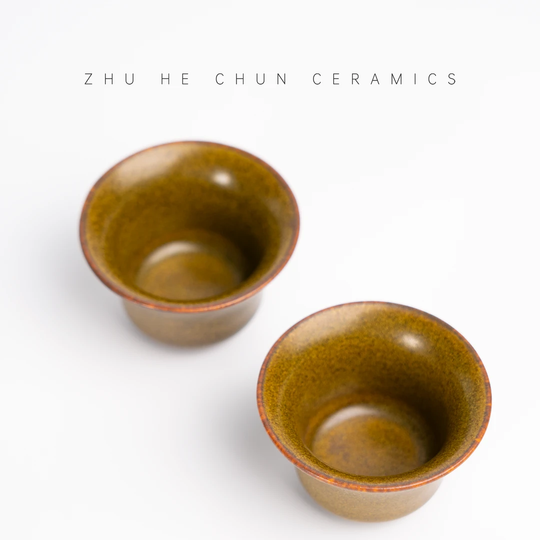 茶叶末釉马蹄杯 20ml 口杯白酒 景德镇手工柴窑