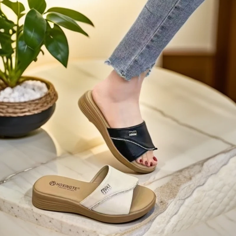 新款夏季时尚韩版防滑拖鞋厚底凉拖鞋外穿休闲坡跟凉鞋百搭女鞋