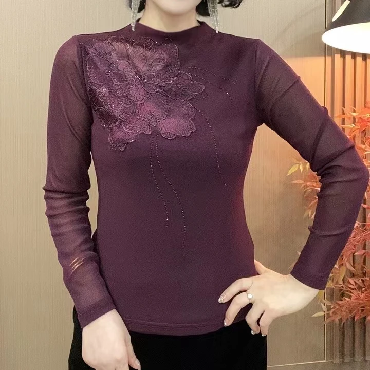 2025秋季新款长袖气质洋气大气时尚收腰女士打底衫#8822