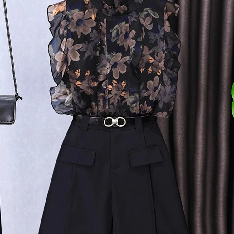 碎花上衣两件套2025夏季新款女装小个子搭配一整套套装女洋气减龄