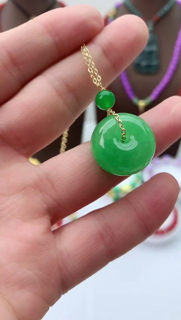 【闪购商品】翡翠颈饰14K金镶嵌D49吊坠