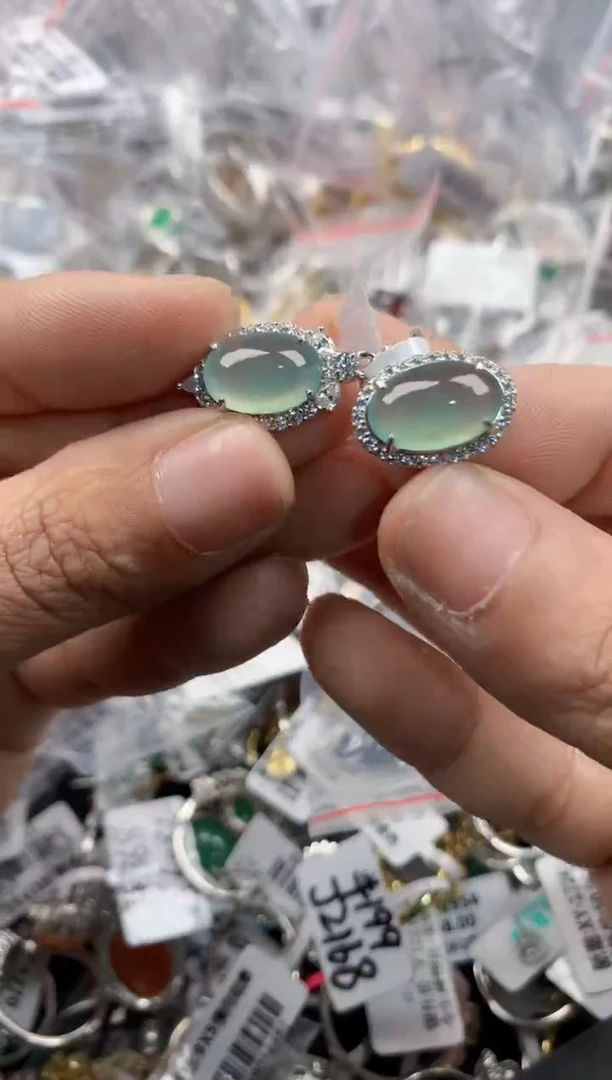 银S925镶嵌戒指翡翠555      7