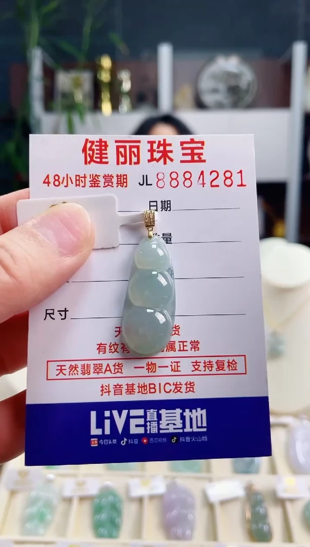 【闪购商品】翡翠颈饰18K金镶嵌天然缅甸翡翠 富贵豆(一物一证)