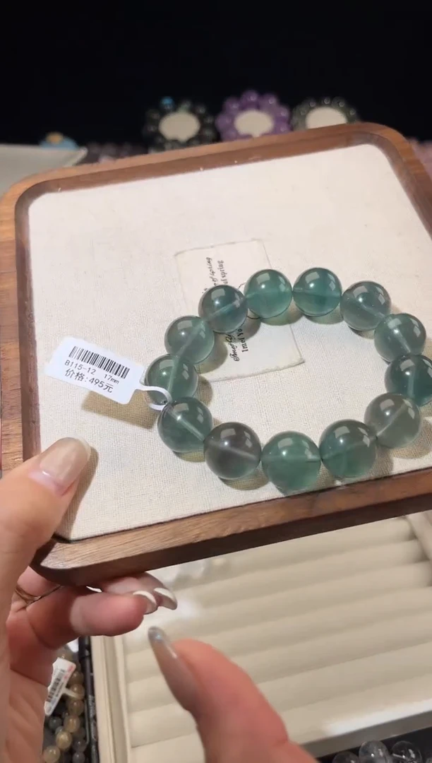 未镶嵌手链萤石多样性发一Q48蓝绿萤石17mm