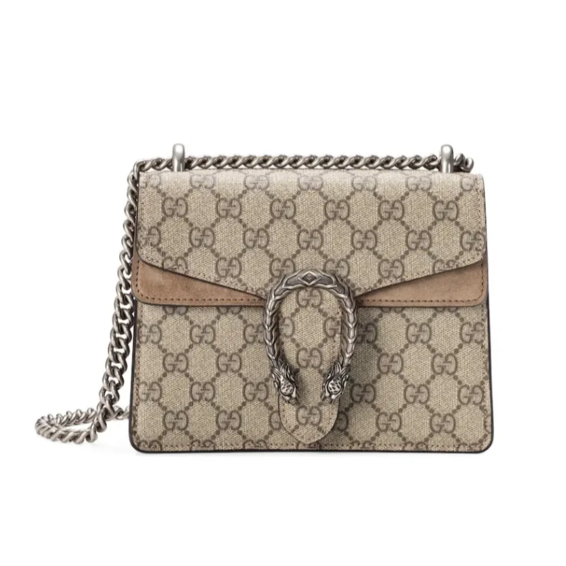 99新 GUCCI/古驰 老花拼色酒神小号/Dionysus系列链条斜跨包/E店