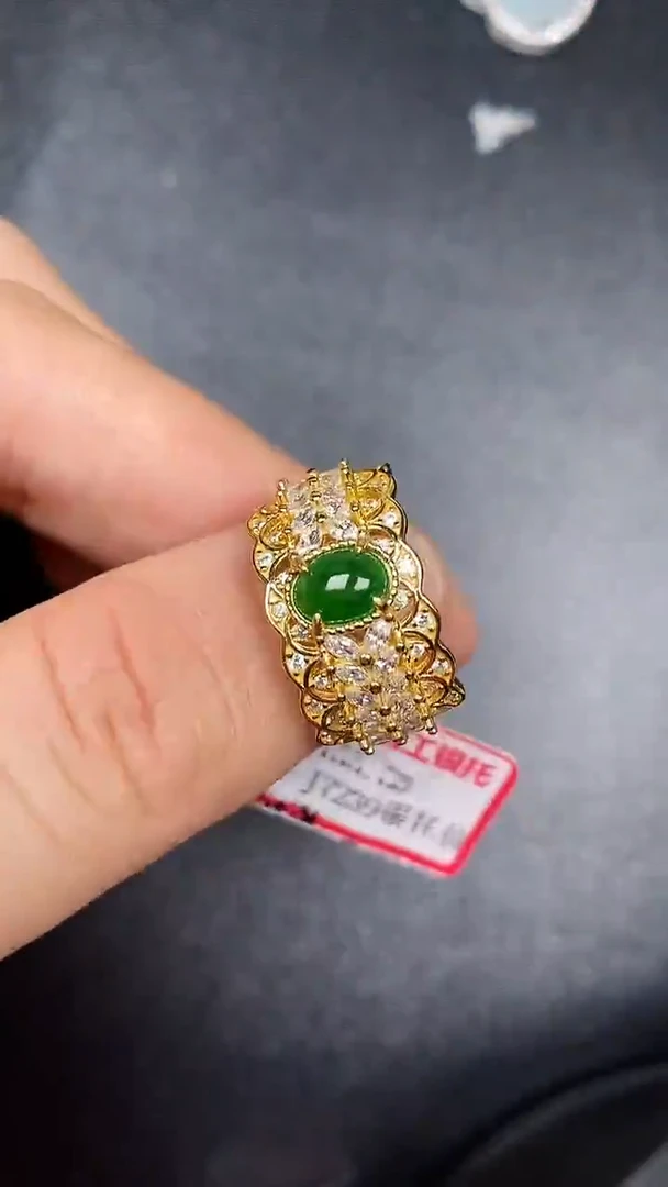 银S925镶嵌戒指翡翠2670