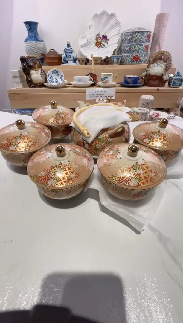 瓷片一壶五盖杯