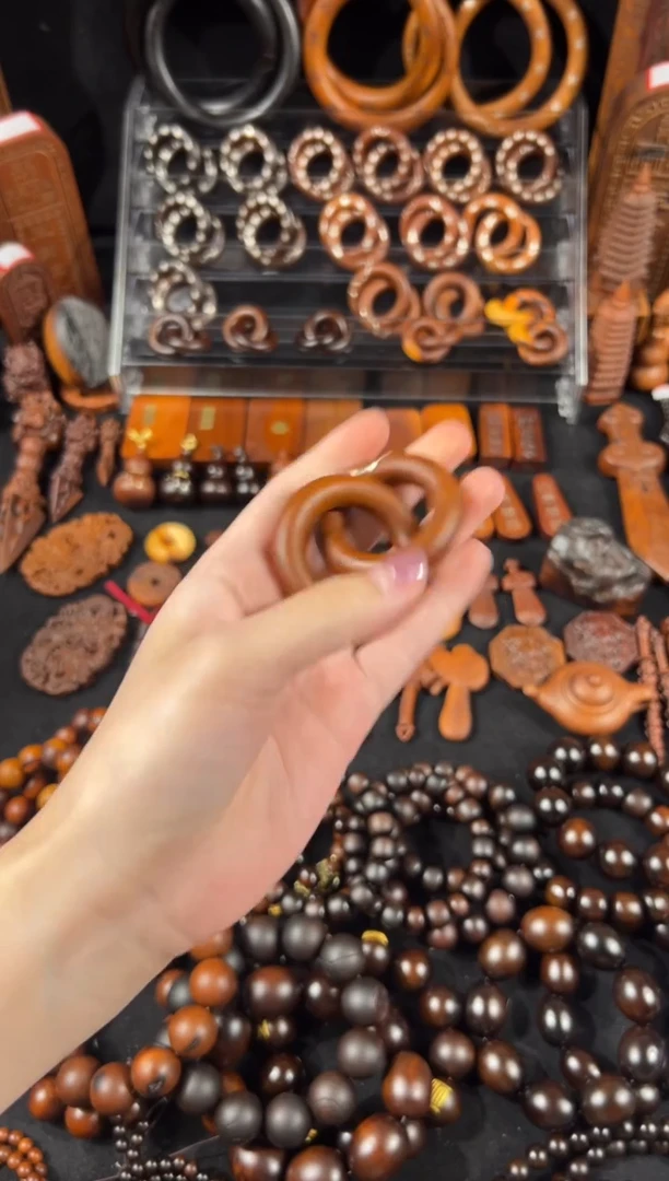 木雷枣老料 镶银六七星 乾坤圈