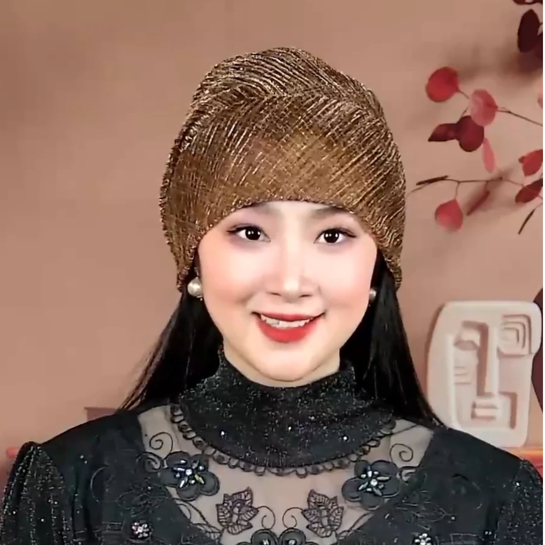 【手工帽】亮丝褶皱美发帽百搭显年轻堆堆帽四季包头帽时尚帽子
