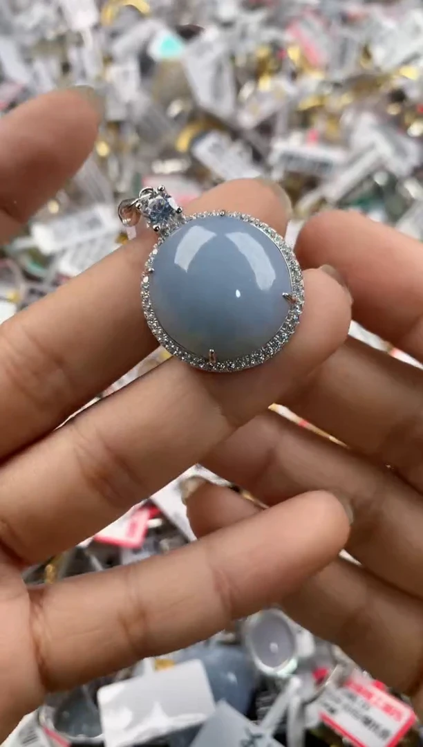 银S925镶嵌戒指翡翠666    10