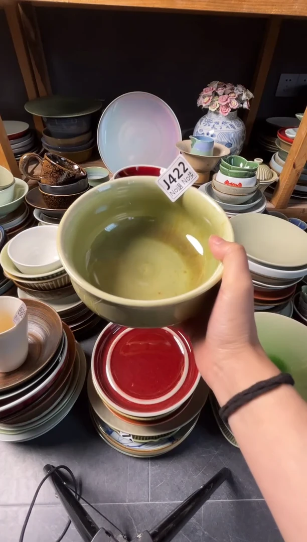 瓷片K****9j422枣红花手工钵福利