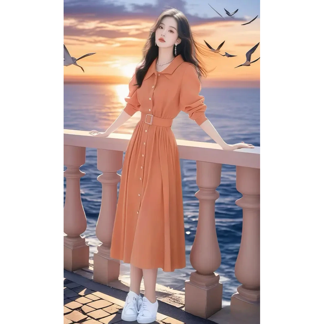 减龄超火衬衫连衣裙仙女度假风约会穿搭多巴胺绝美小裙子春