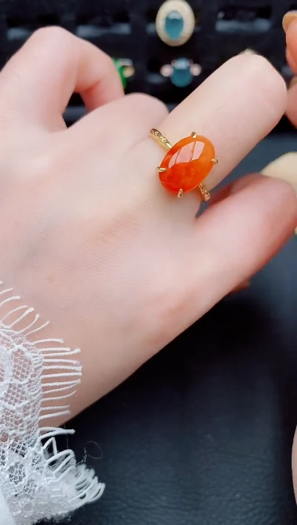 【闪购商品】翡翠戒指银S925镶嵌天然a货翡翠634