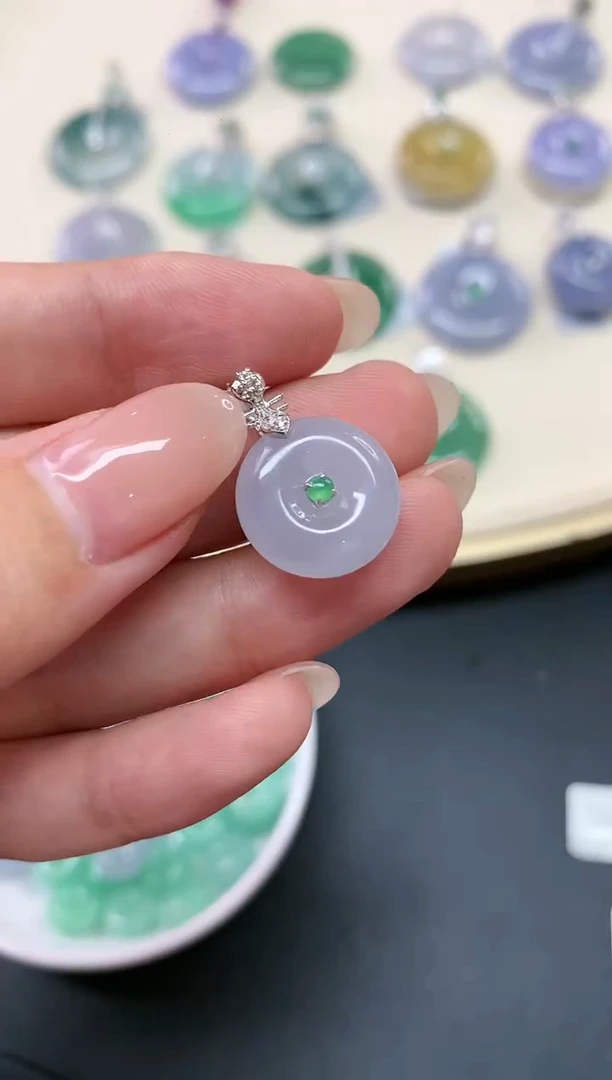 翡翠18K金镶嵌吊坠(不含链)A177|980