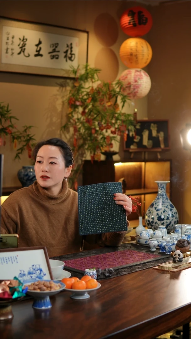 【闪购商品】织绣密密缝茶席正方形小号绿色